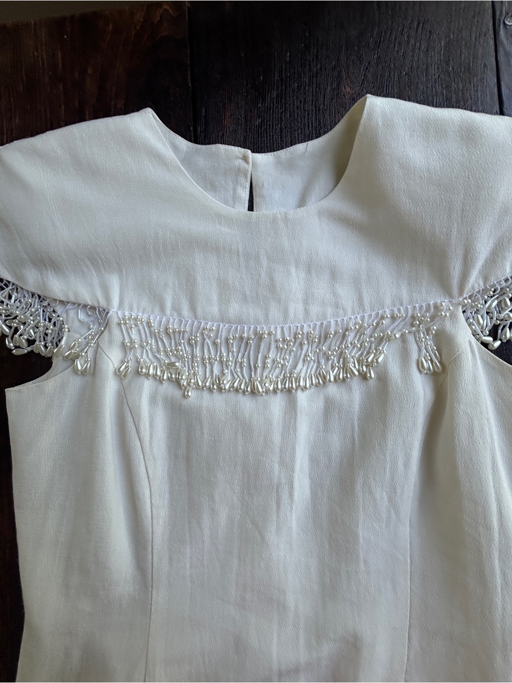 Vintage White Beaded Fringe Cocktail Dress | Elegant Party Occasion Dress